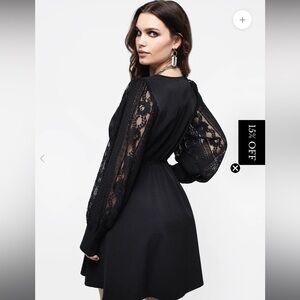 Disturbia Don’t make promises Elegant Black Lace Sleeve Dress Size US 8 NWOT